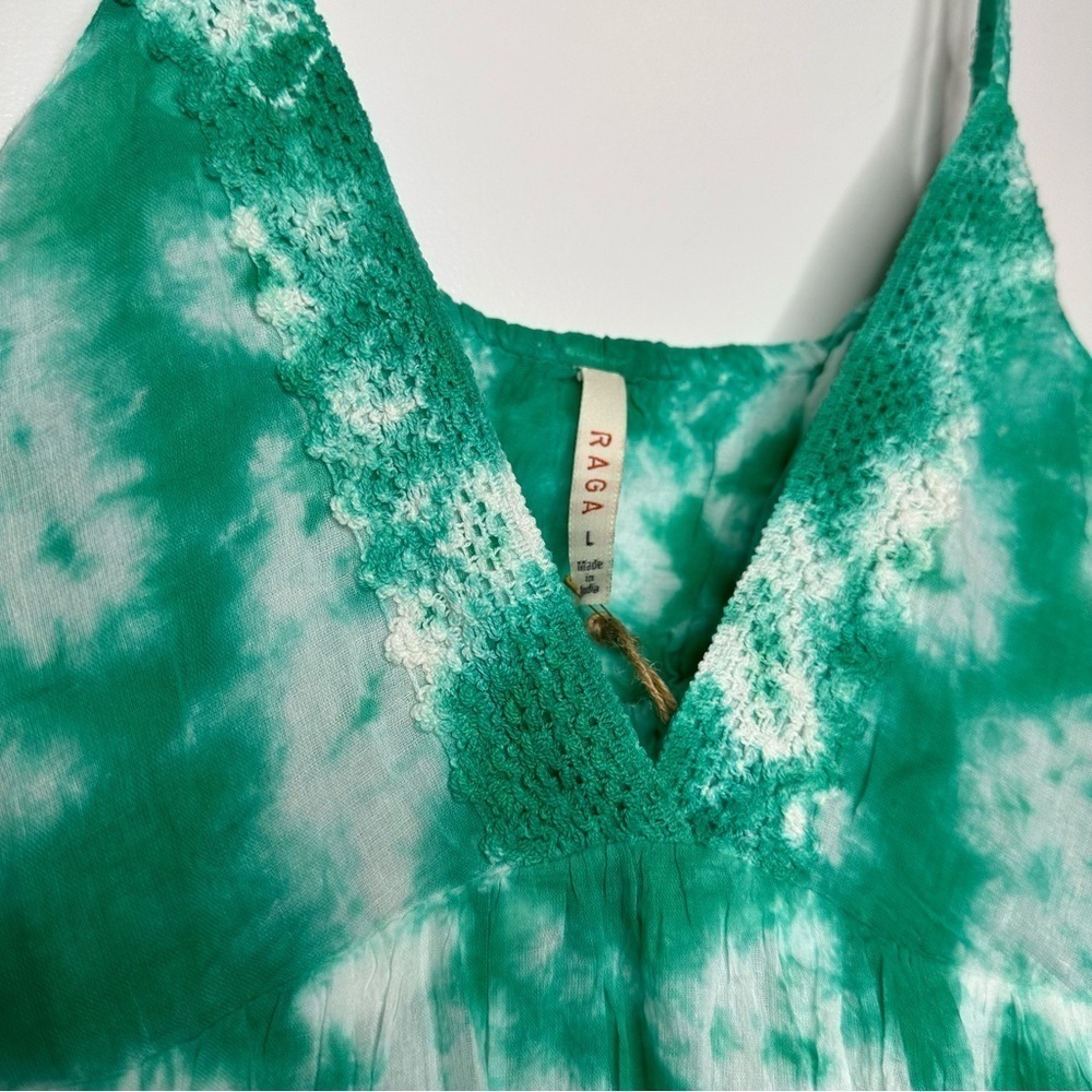 NWT RAGA X Anthropology Tie Dye Pintuck Babydoll Mini Dress Size Large - Picture 4 of 10